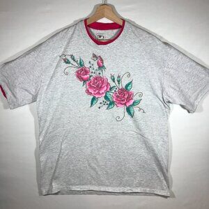 L.A. Sportswear Women's X-Large Heather Gray Floral Short Sleeve T-Shirt